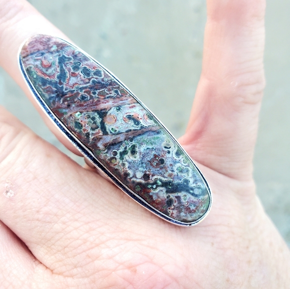 New Leopard Skin Jasper 925 Silver Statement Ring. - Picture 11 of 16